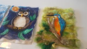 Beautifully felted pictures in today's workshop. 