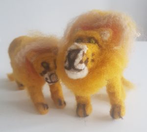 Fun workshop felting these not so fierce lions.