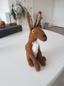 Felted brown hare from fleece