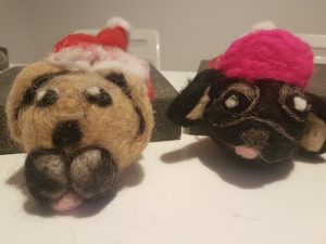 Felted pug dog