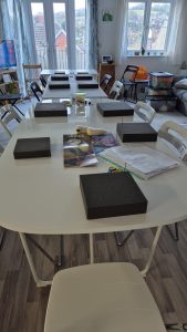 Workshop room, ready to needle felt