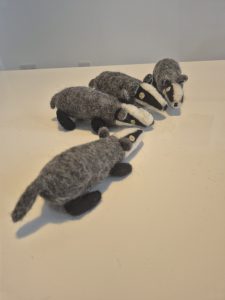 Felted badger, grey wool 