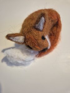 Felted red wool fox, needle felted red fox, wool fox.